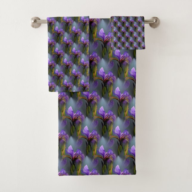 Conjunto De Toalhas Padrão de Arte Natural da Flor Iris Blue Flag   (Insitu)