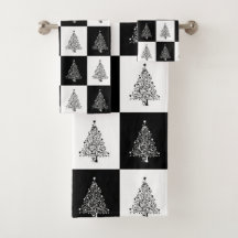 Padrão de Árvores de Natal Pretas Festivas