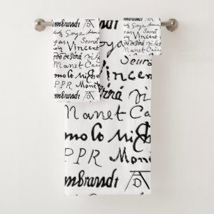 Conjunto De Toalhas Padrão de Assinaturas de Artistas Famosos