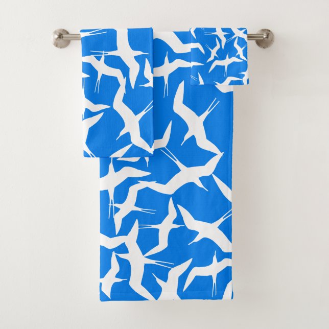 Conjunto De Toalhas Padrão de Aves Voadoras Brancas na moda (Insitu)