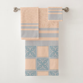Conjunto De Toalhas Padrão de Azulejo Costeiro Azul & Bege | Geome Sem