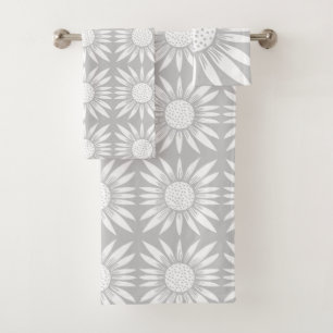 Conjunto De Toalhas Padrão de Azulejo de Cinzas de girassol
