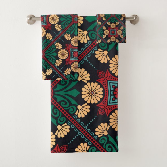 Conjunto De Toalhas Padrão de azulejo Decorativo Chic Elegante (Insitu)