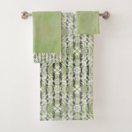 Conjunto De Toalhas Padrão de Azulejos e faixas de círculo