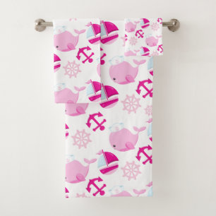 Conjunto De Toalhas Padrão De Baleias, Baleias Cutas, Baleias Rosa