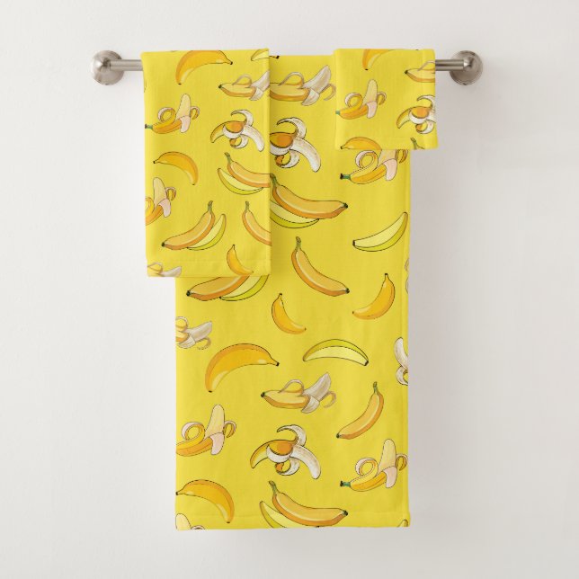 Conjunto De Toalhas Padrão de Banana 4 (Insitu)