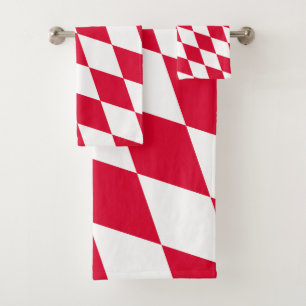 Conjunto De Toalhas Padrão de bandeira de diamante da Baviera Vermelha