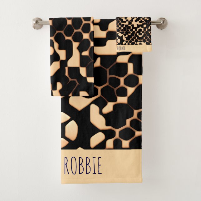 Conjunto De Toalhas Padrão de Biege Preto de Meia Tonalidade do abstra (Insitu)