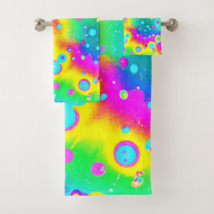 Conjunto De Toalhas Padrão de Blaze de Neon Vibrante