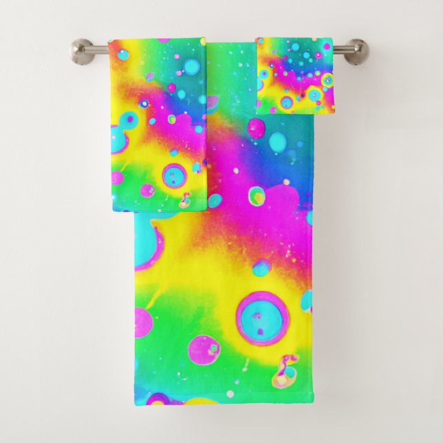 Conjunto De Toalhas Padrão de Blaze de Neon Vibrante (Insitu)