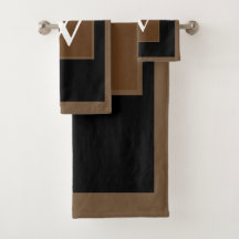 Padrão de Bloco Marrom Preto Branco Monograma