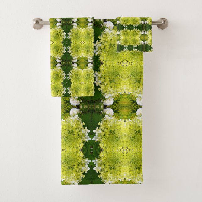 Conjunto De Toalhas Padrão de Blooms de Abstrato Verde Chartreuse (Insitu)