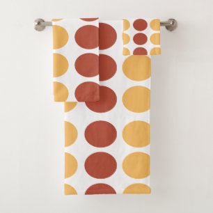 Conjunto De Toalhas Padrão de Bolinhas Castanho Laranja