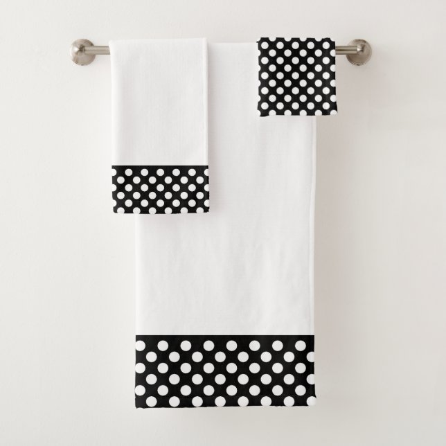 Conjunto De Toalhas Padrão de bolinhas pretas e brancas (Insitu)
