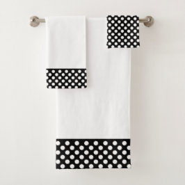 Conjunto De Toalhas Padrão de Bolinhas preto e branco