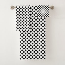 Conjunto De Toalhas Padrão de Bolinhas preto e branco