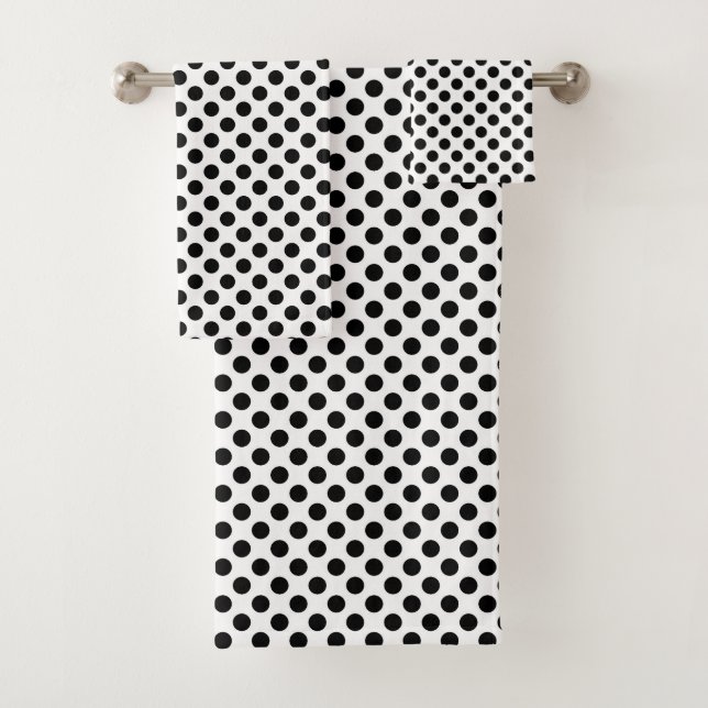 Conjunto De Toalhas Padrão de Bolinhas preto e branco (Insitu)