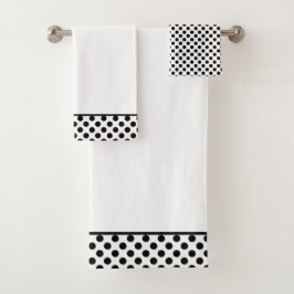 Conjunto De Toalhas Padrão de Bolinhas preto e branco