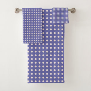 Conjunto De Toalhas Padrão de Bolinhas Roxo e Branco