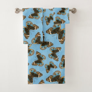 Conjunto De Toalhas Padrão de Borboleta Azul