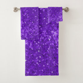 Conjunto De Toalhas Padrão de Brilho Falso Glam Roxo Profundo