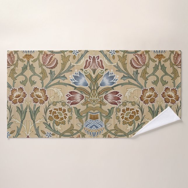 Conjunto De Toalhas Padrão de Brocado Floral Simétrico Vintage William (Toalha de Banho)