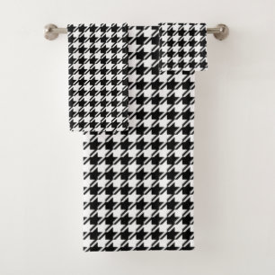 Conjunto De Toalhas Padrão de BW do Houndstooth