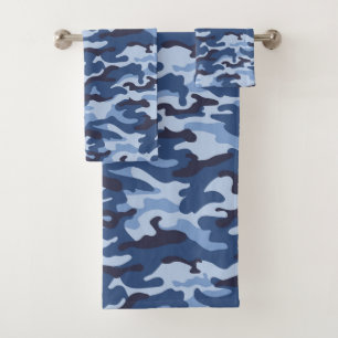 Conjunto De Toalhas Padrão de Camuflagem Azul Escuro