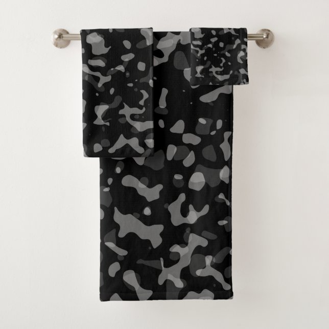 Conjunto De Toalhas Padrão de Camuflagem de Cinza e Preto Trendy (Insitu)