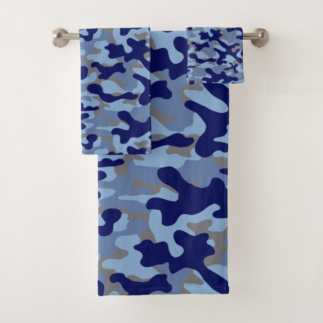 Conjunto De Toalhas Padrão de Camuflagem Marinho Azul (Insitu)