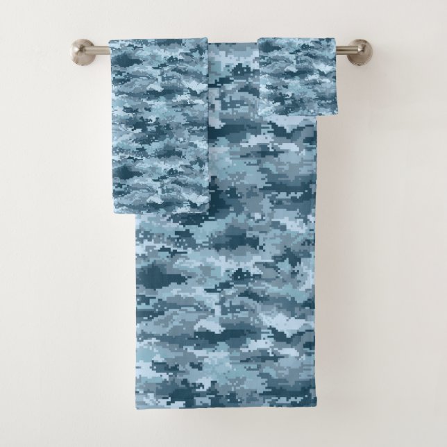 Conjunto De Toalhas Padrão de camuflagem pixelada militar azul (Insitu)