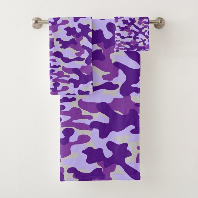 Conjunto De Toalhas Padrão de Camuflagem Roxa Moderna (Insitu)