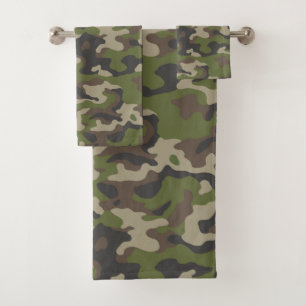 Conjunto De Toalhas Padrão de Camuflagem Verde