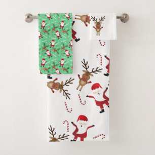 Conjunto De Toalhas Padrão de Canes de Cantão de Reindeer do Papai N
