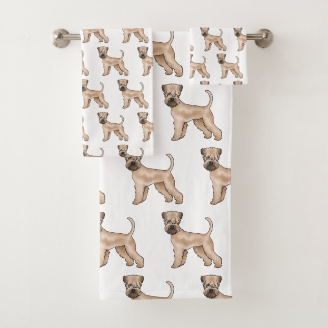 Conjunto De Toalhas Padrão De Cão De Cartoon Terrier De Roda Compactad (Insitu)