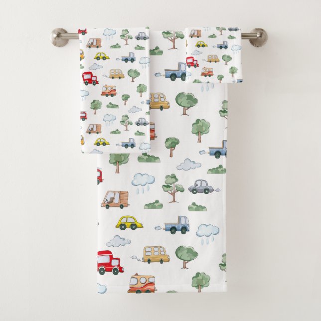 Conjunto De Toalhas Padrão de Carros (Insitu)