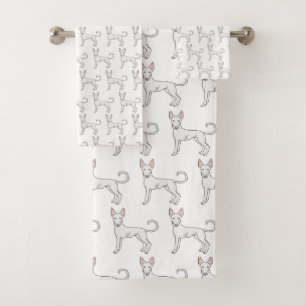 Conjunto De Toalhas Padrão de Casaco de desenho de um cão branco ibi