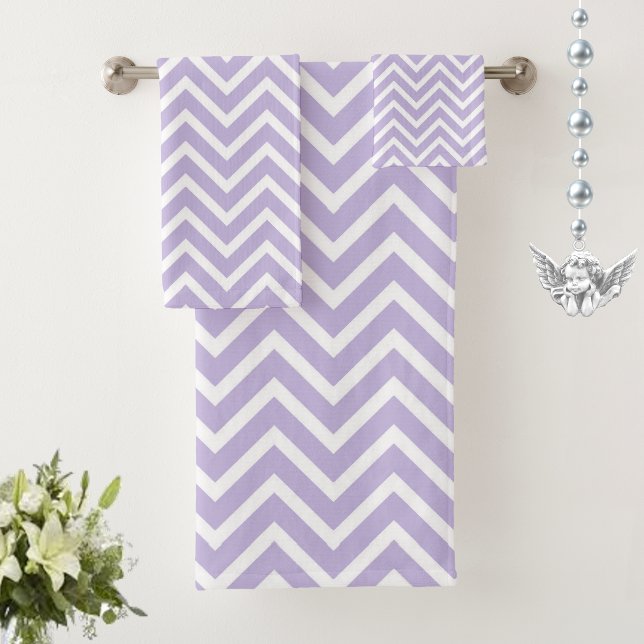 Conjunto De Toalhas Padrão de Chevron Elegante em Cinza e Branco (Criador carregado)