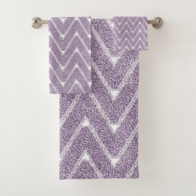 Conjunto De Toalhas Padrão de Chevron Lilás Empoeirado (Insitu)