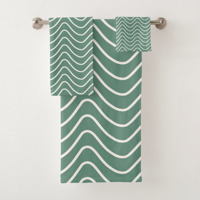 Conjunto De Toalhas Padrão de Chevron Verde Tropical Zigzag Mínimo (Insitu)