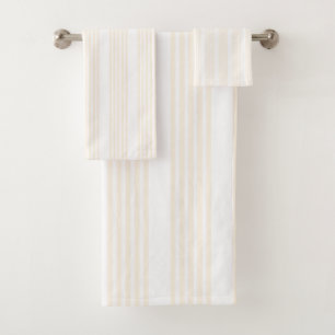 Conjunto De Toalhas Padrão de cinco faixas bege e branco