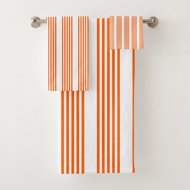 Conjunto De Toalhas Padrão de cinco faixas laranja e branca (Insitu)