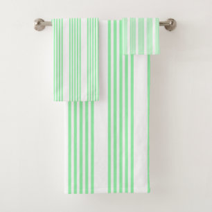 Conjunto De Toalhas Padrão de cinco faixas verde e branco