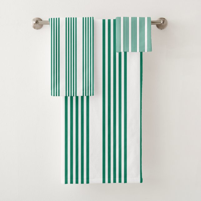 Conjunto De Toalhas Padrão de cinco faixas verde e branco da floresta (Insitu)