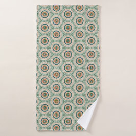 Conjunto De Toalhas Padrão de Círculo Boho Chic Verde Laranja e Azul