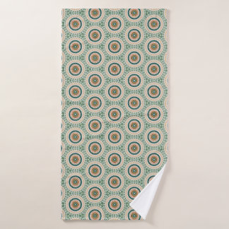 Conjunto De Toalhas Padrão de Círculo Boho Chic Verde Laranja e Azul