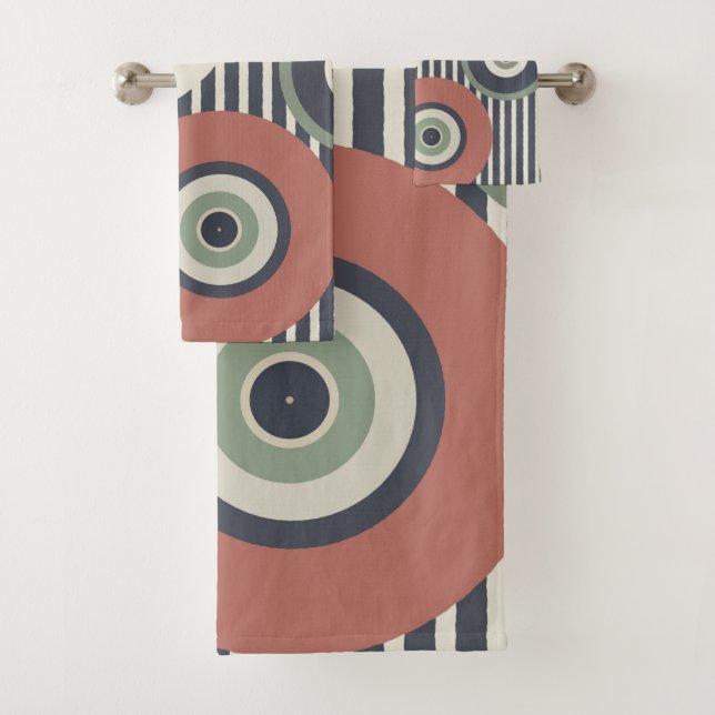 Conjunto De Toalhas Padrão de Círculo de Stripes  (Insitu)