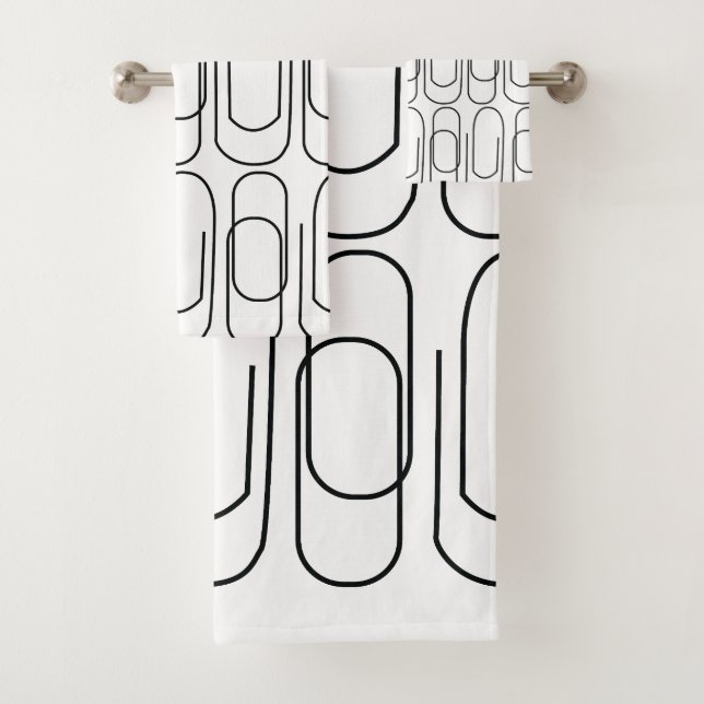 Conjunto De Toalhas Padrão de Clipes de Papel Preto e Branco (Insitu)