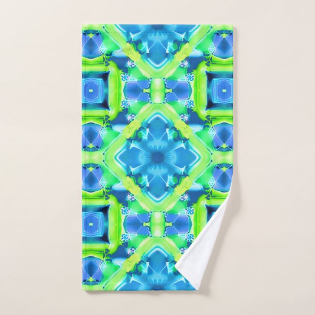 Conjunto De Toalhas Padrão de Coletor Azul e Verde limão (Toalha de mão)