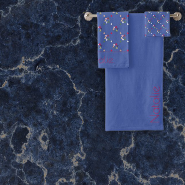 Conjunto De Toalhas Padrão de coloração geométrica azul (Criador carregado)